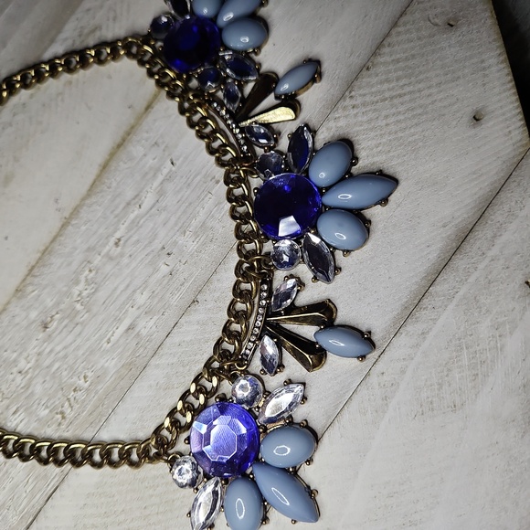 Vintage Francesca's Collection Royal Blue Jewel Bib 22-inch Necklace - Picture 2 of 5